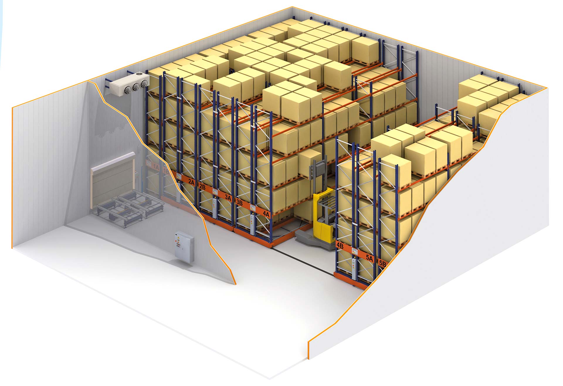 V chladiacich skladoch zaručujú maximálne využitie skladovacej kapacity regály s pohyblivými základňami